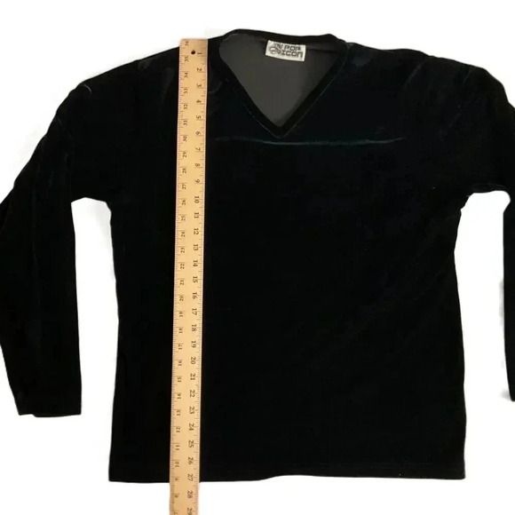 Pop Icon Womens XL Black Long Sleeve‎ Velour Top - Picture 3 of 5